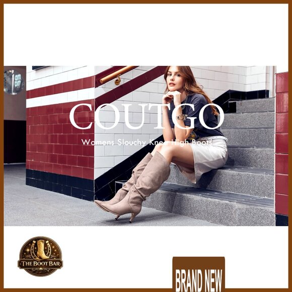 Knee High Slouchy Boots Wide Calf Kitten Heel Pointed Toe Pull On Winter - Picture 7 of 7